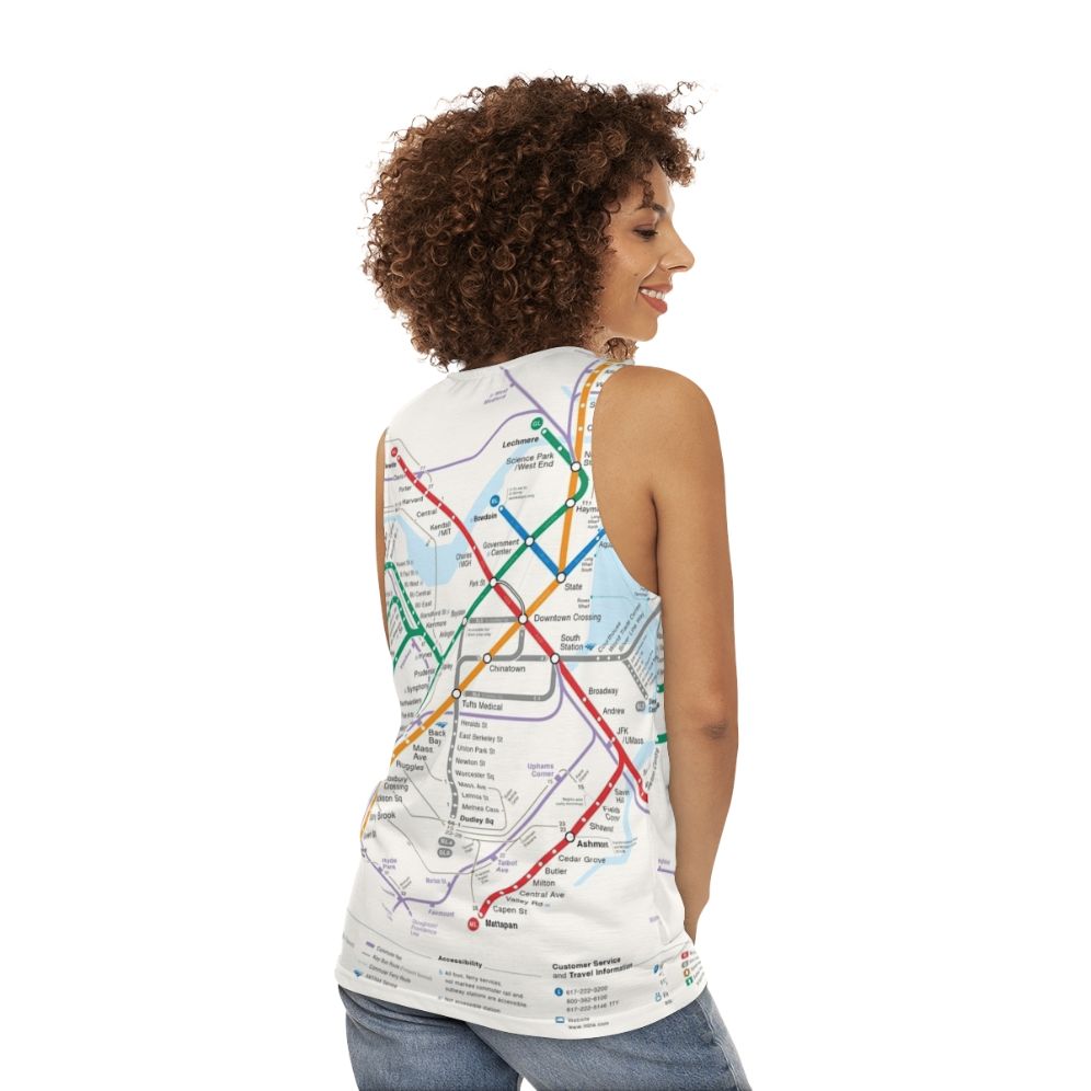 Boston transportation map unisex tank top - women back