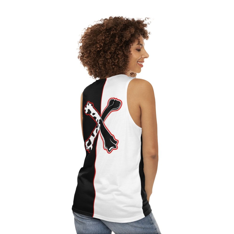 Dalmatian cross bones unisex tank top - women back