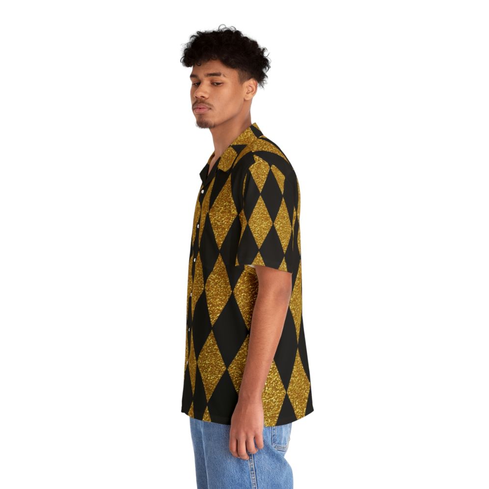 Black and gold harlequin pattern Hawaiian shirt - People Left