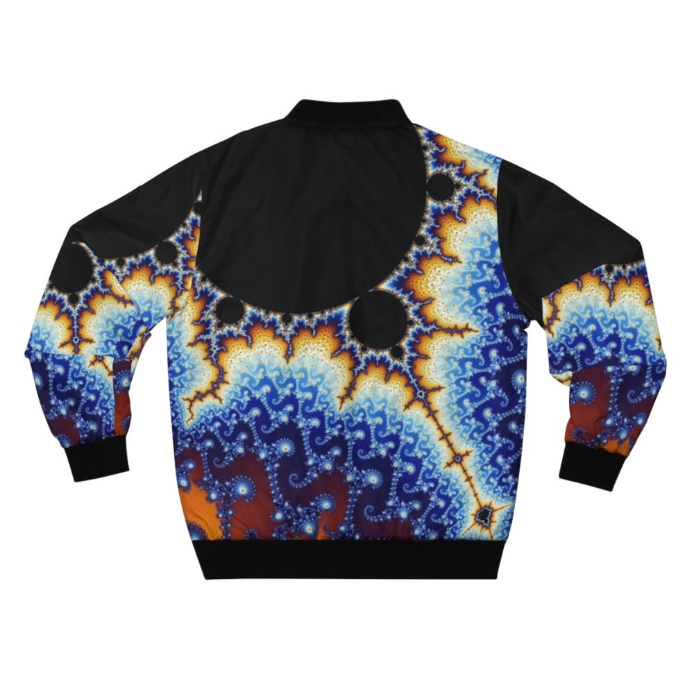 Colorful Mandelbrot set fractal pattern on a bomber jacket - Back