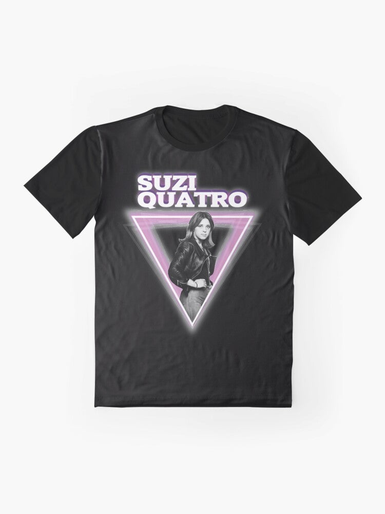 Suzi Quatro retro hard rock graphic t-shirt - Flat lay