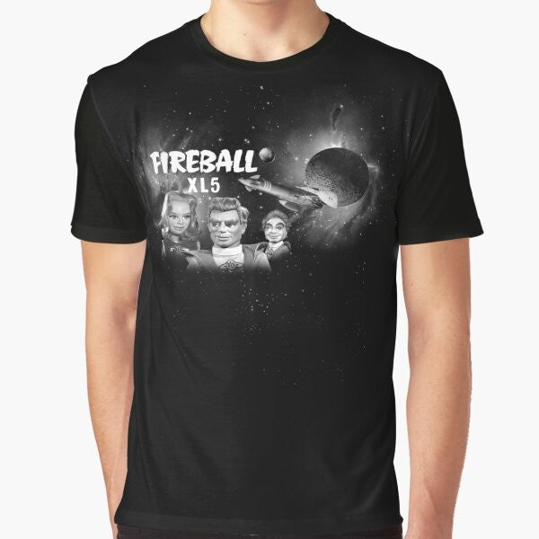 Retro Fireball XL5 vintage graphic t-shirt with spaceship and retro sci-fi design