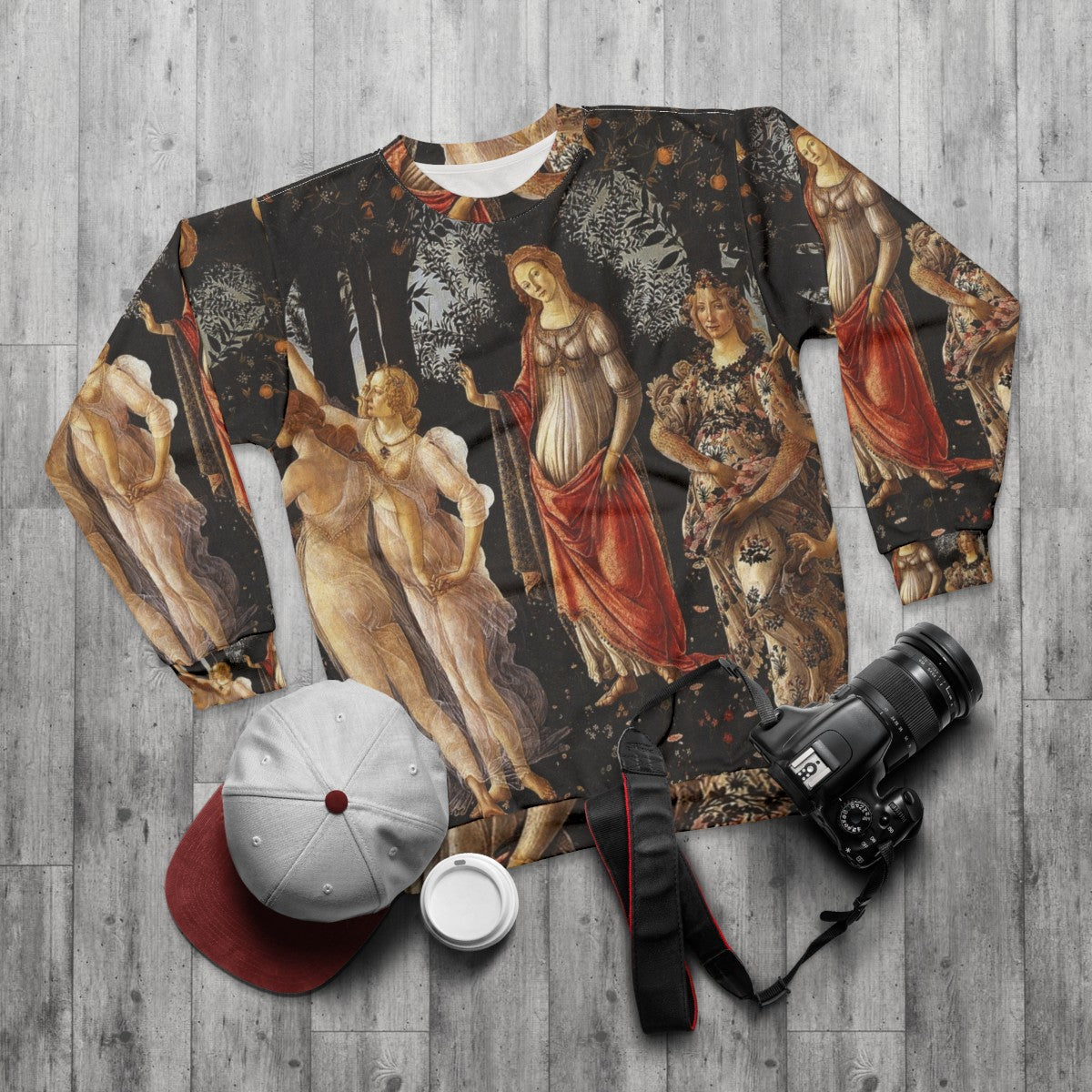 Sandro Botticelli's Primavera Renaissance Art Vintage Sweatshirt - flat lay