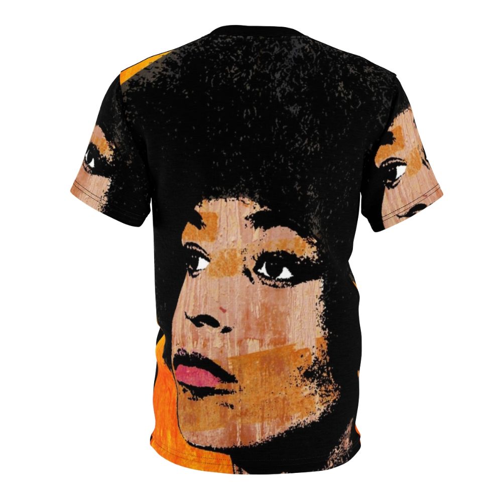 Vibrant pop art style t-shirt design featuring the portrait of political activist Angela Davis - Back