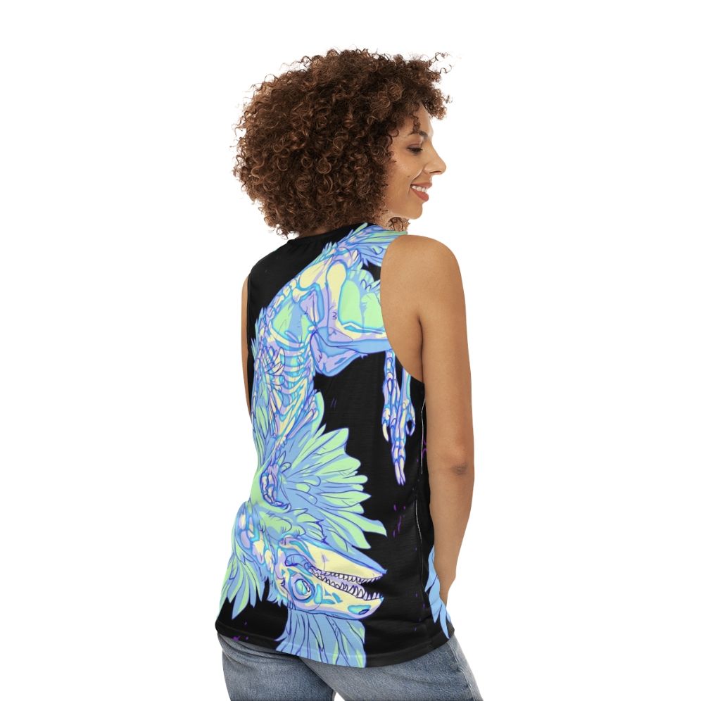 Archaeopteryx dinosaur glow-in-the-dark unisex tank top - women back