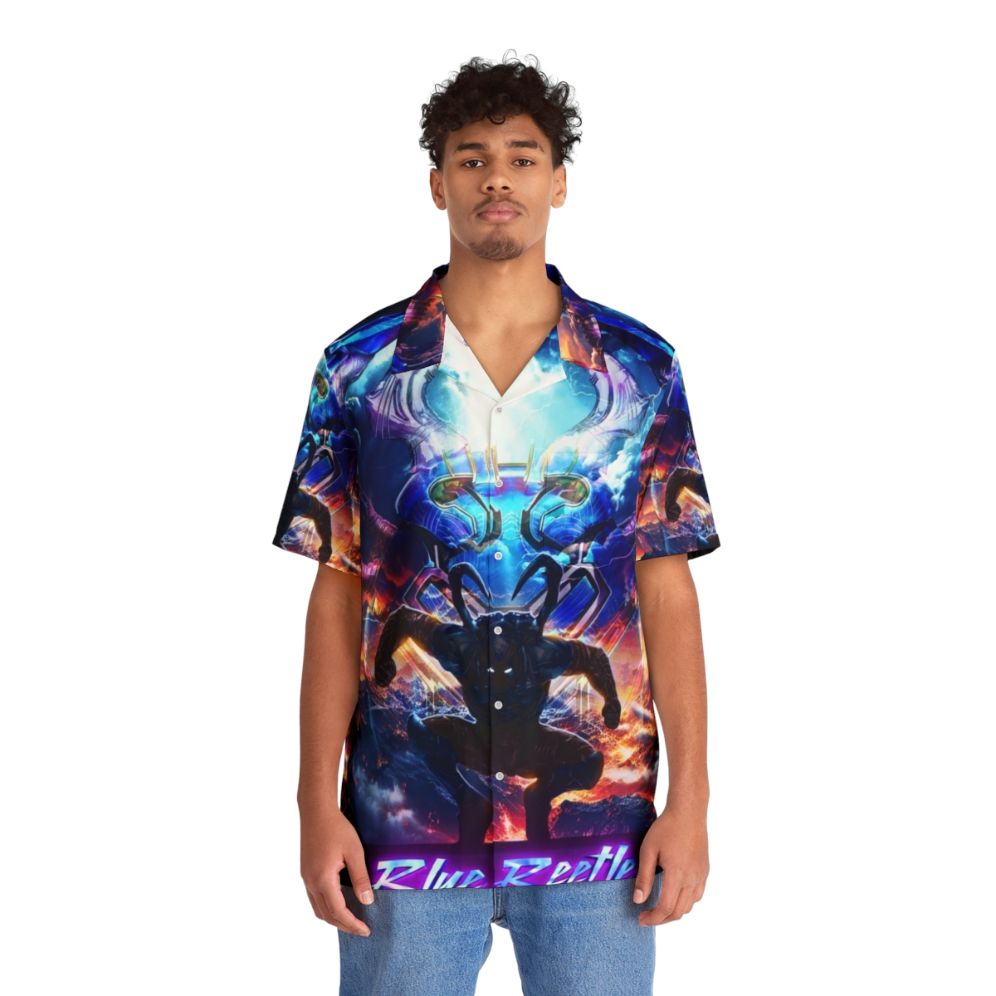 Blue Beetle Hawaiian Shirt 2 - Superhero Comic Apparel - People Front