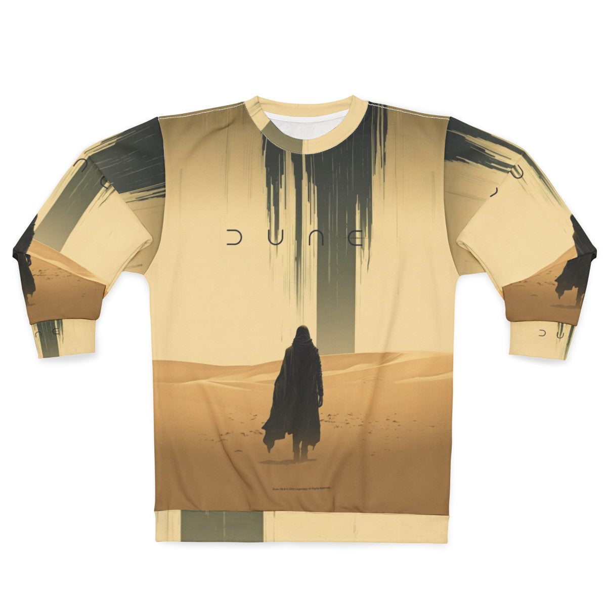 Sand colored sweatshirt with Dune movie inspired design