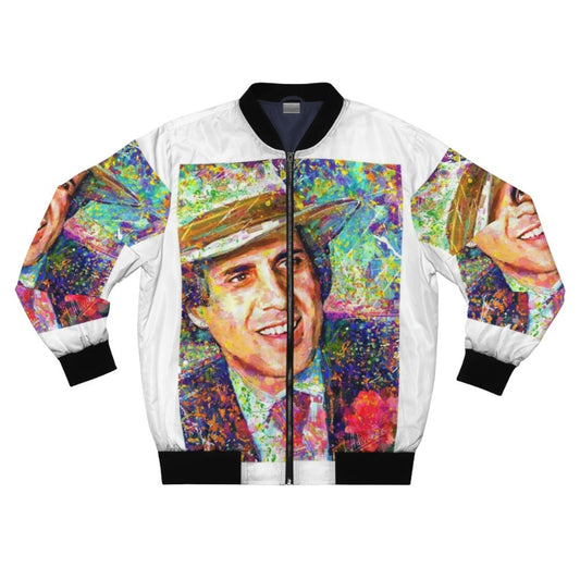 Adriano Celentano inspired bomber jacket with impressionist oil painting design