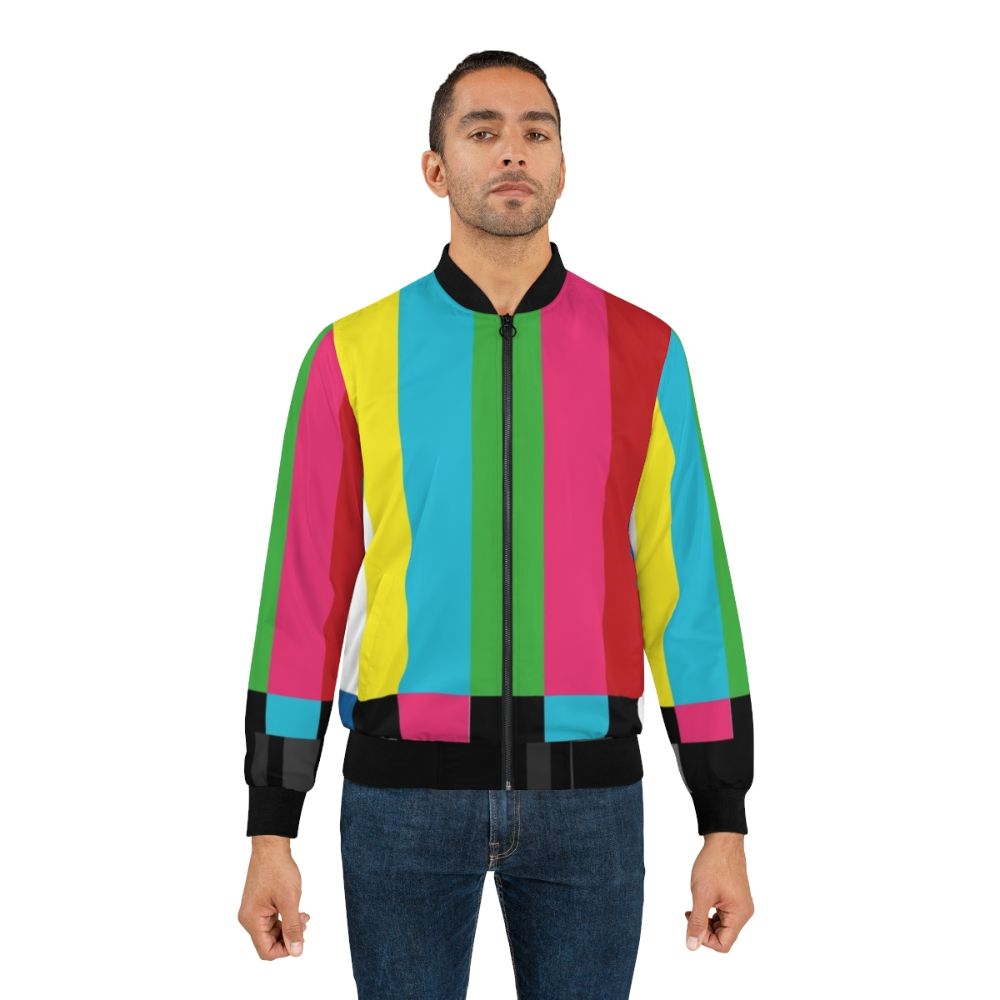 Bomber jacket with a retro TV color bars pattern design - Lifestyle