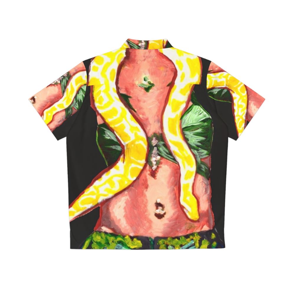 Retro snake print Hawaiian shirt with 90s pop culture design - Back