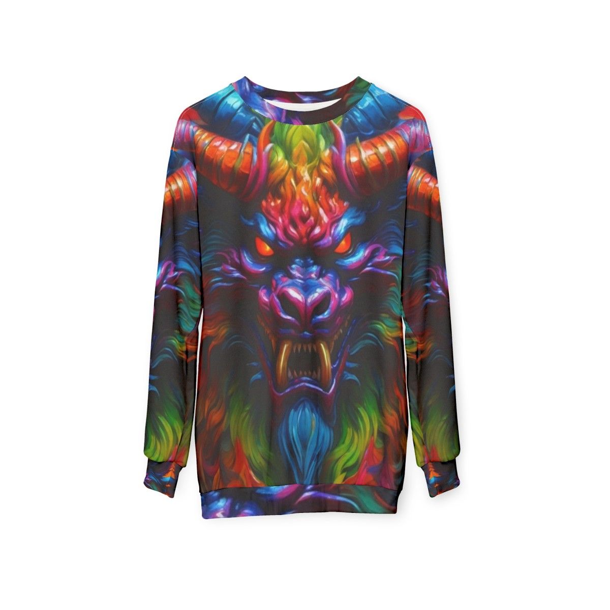 Monster Sweatshirt with Spooky Creature Design - hanging