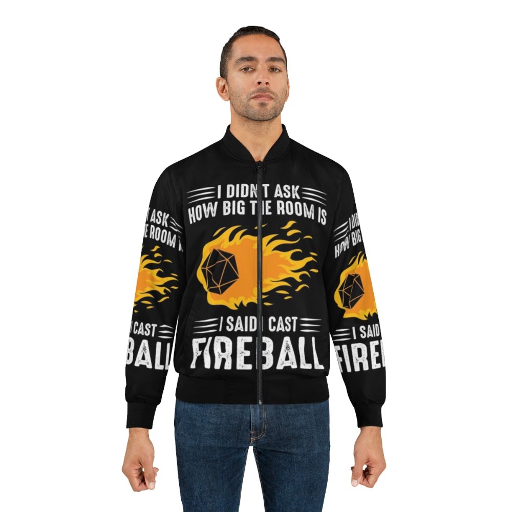 Fireball Wizard Sorcerer DM Gift TTRPG Bomber Jacket - Lifestyle