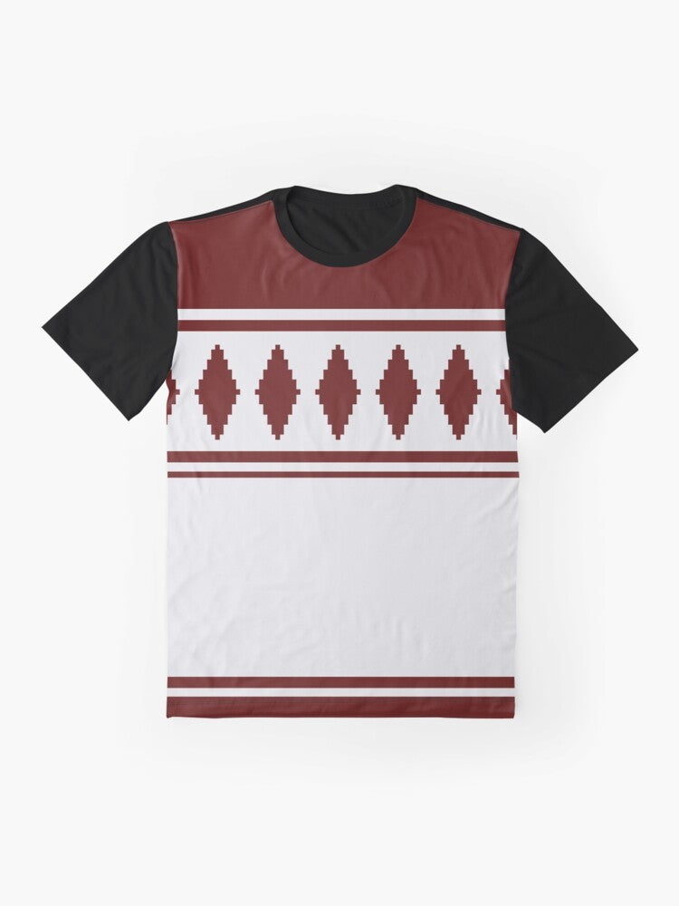 Traditional Jussipaita pattern graphic t-shirt from Finland - Flat lay