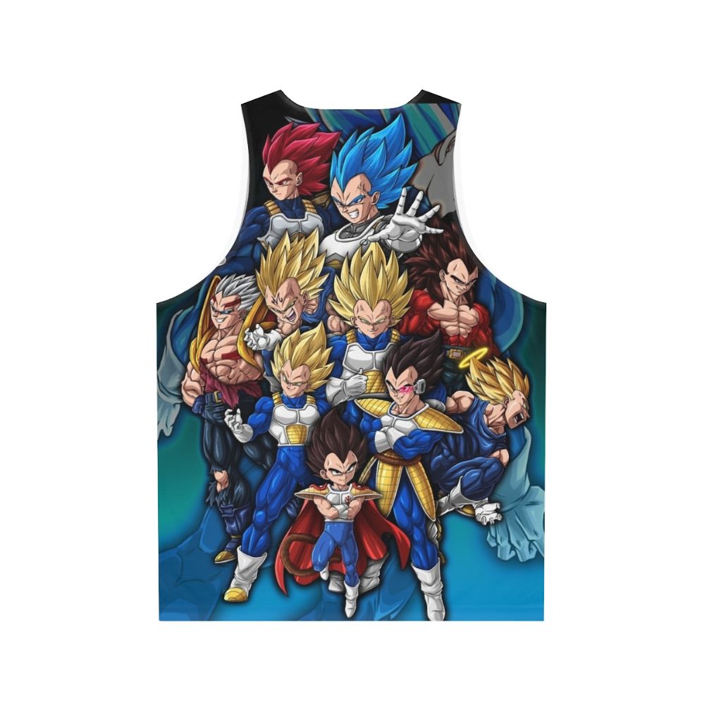 Prince Vegeta saiyan unisex tank top featuring digital fan art - Back