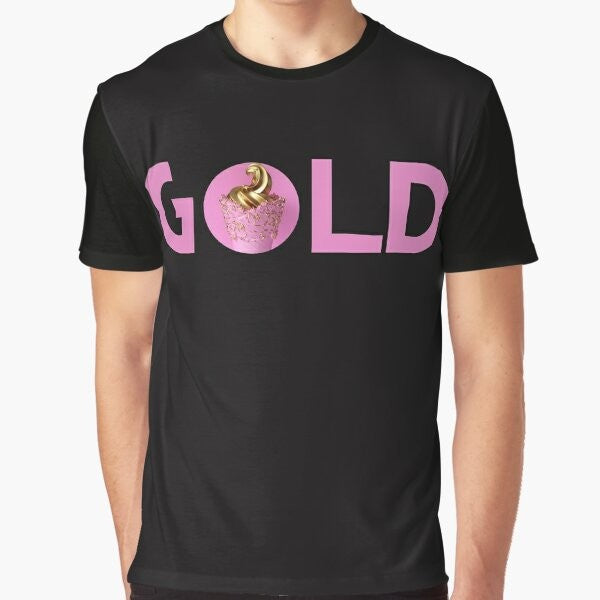 Gold Pink Galaxy Unicorn Graphic T-Shirt