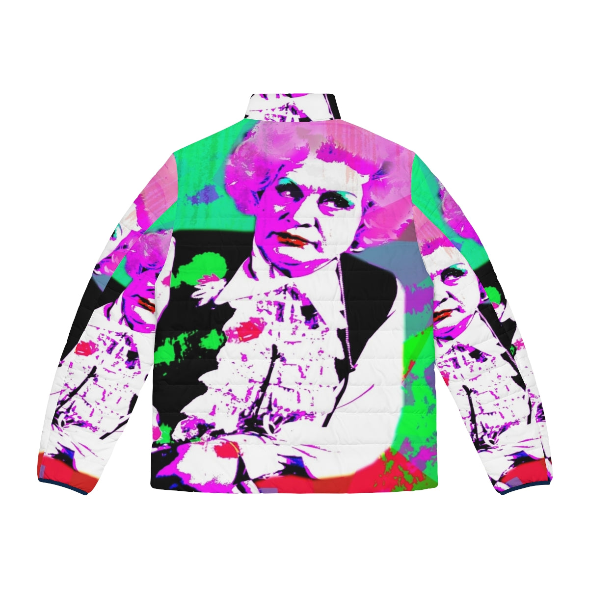 Slocombe Retro Puffer Jacket with Molly Sugden and Mrs. Slocombe inspired design - Back