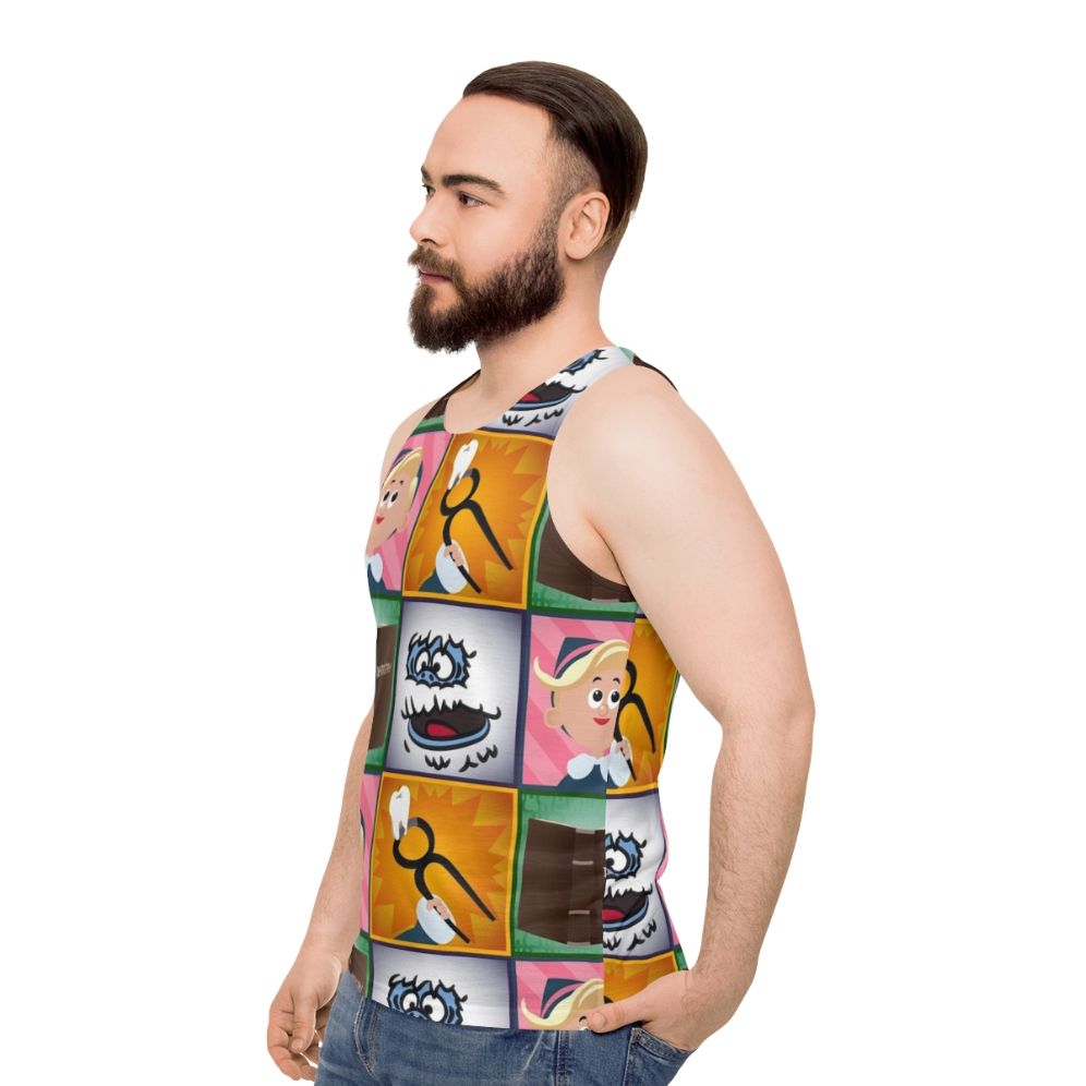 Hermey Squares Unisex Christmas Tank Top - men side