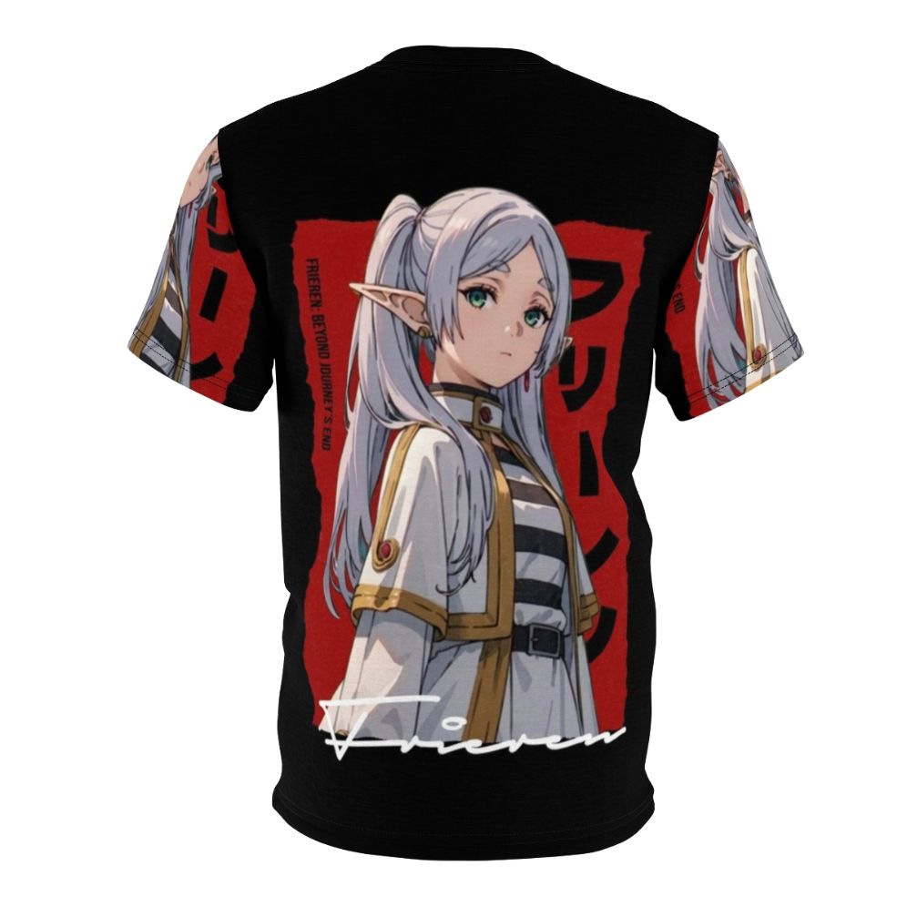 Frieren-inspired anime-style all-over print t-shirt with custom fan art design - Back