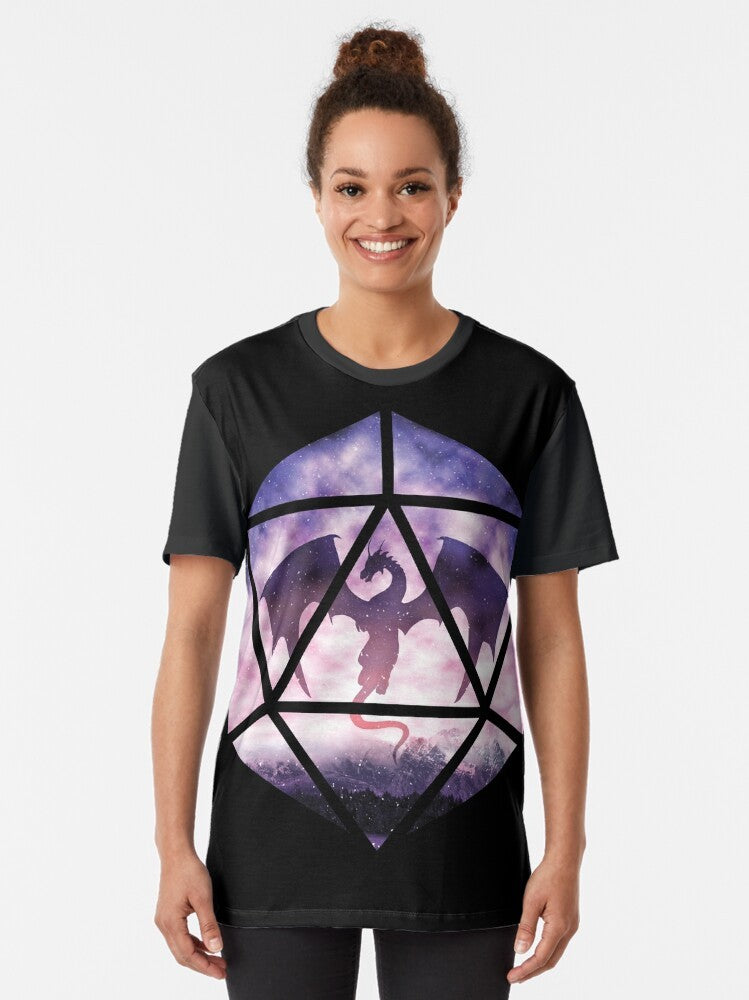 Dungeons & Dragons D20 Dragon Graphic T-Shirt with fantasy tabletop role-playing design - Women