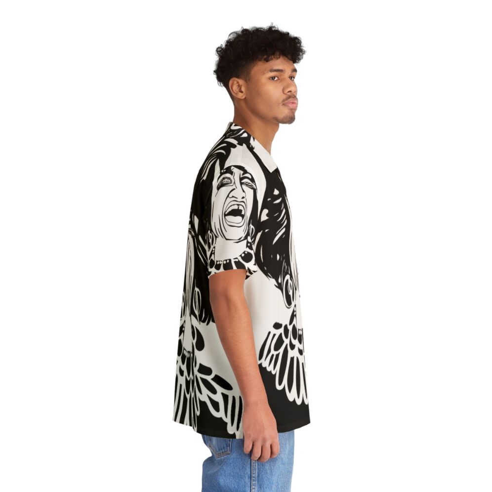 Ceila Cruz inspired Hawaiian shirt featuring an abstract black and white portrait - People Pight