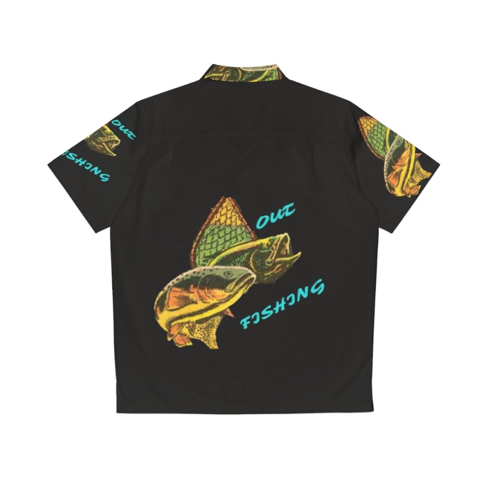 Hawaiian fishing-themed shirt with ocean and fish graphics - Back