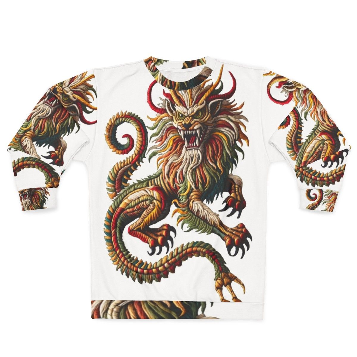 Manticore embroidered sweatshirt, fantasy beast