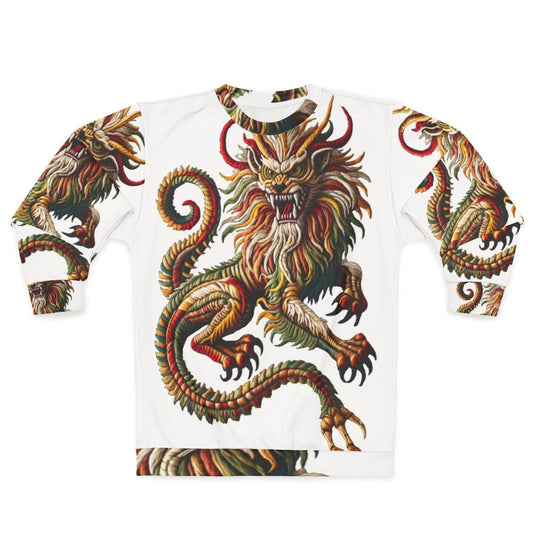 Manticore embroidered sweatshirt, fantasy beast