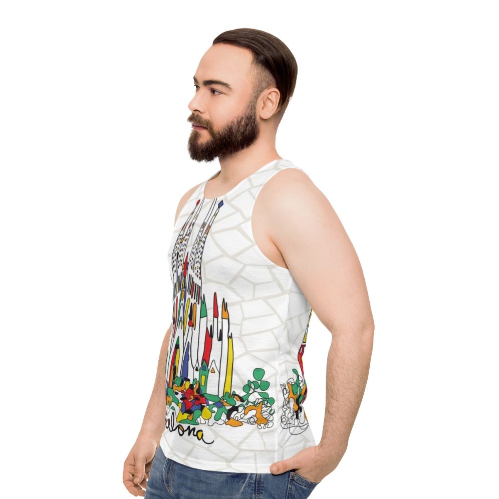 Sagrada Familia Barcelona Spain Unisex Tank Top - men side