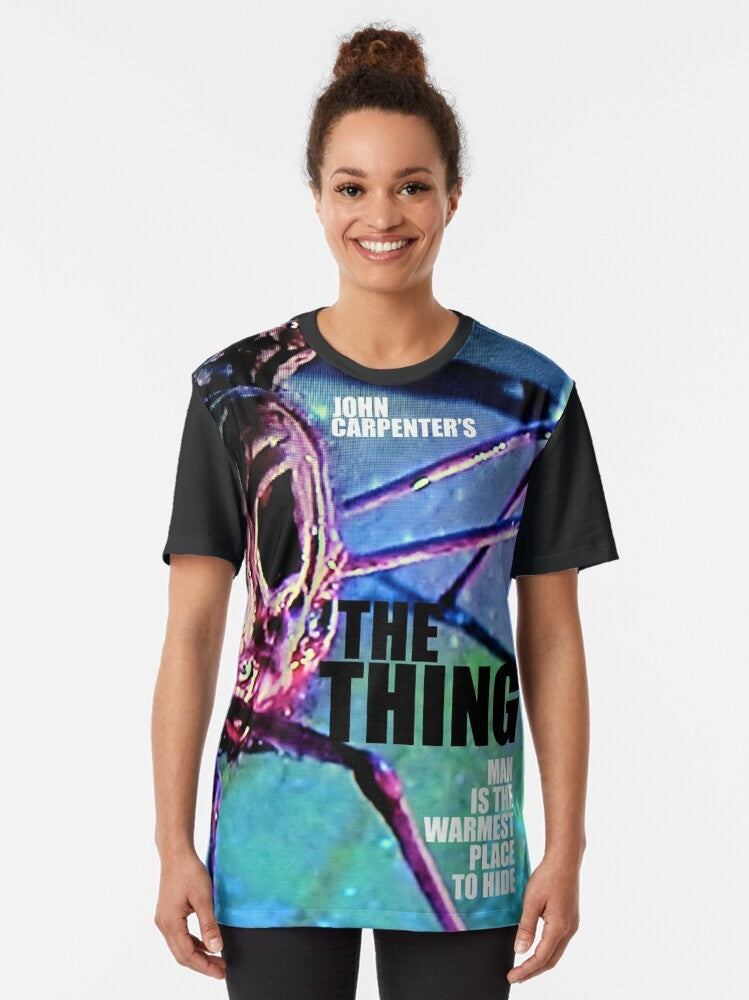 "The Thing" John Carpenter movie graphic t-shirt featuring Kurt Russell and the iconic monster - Women