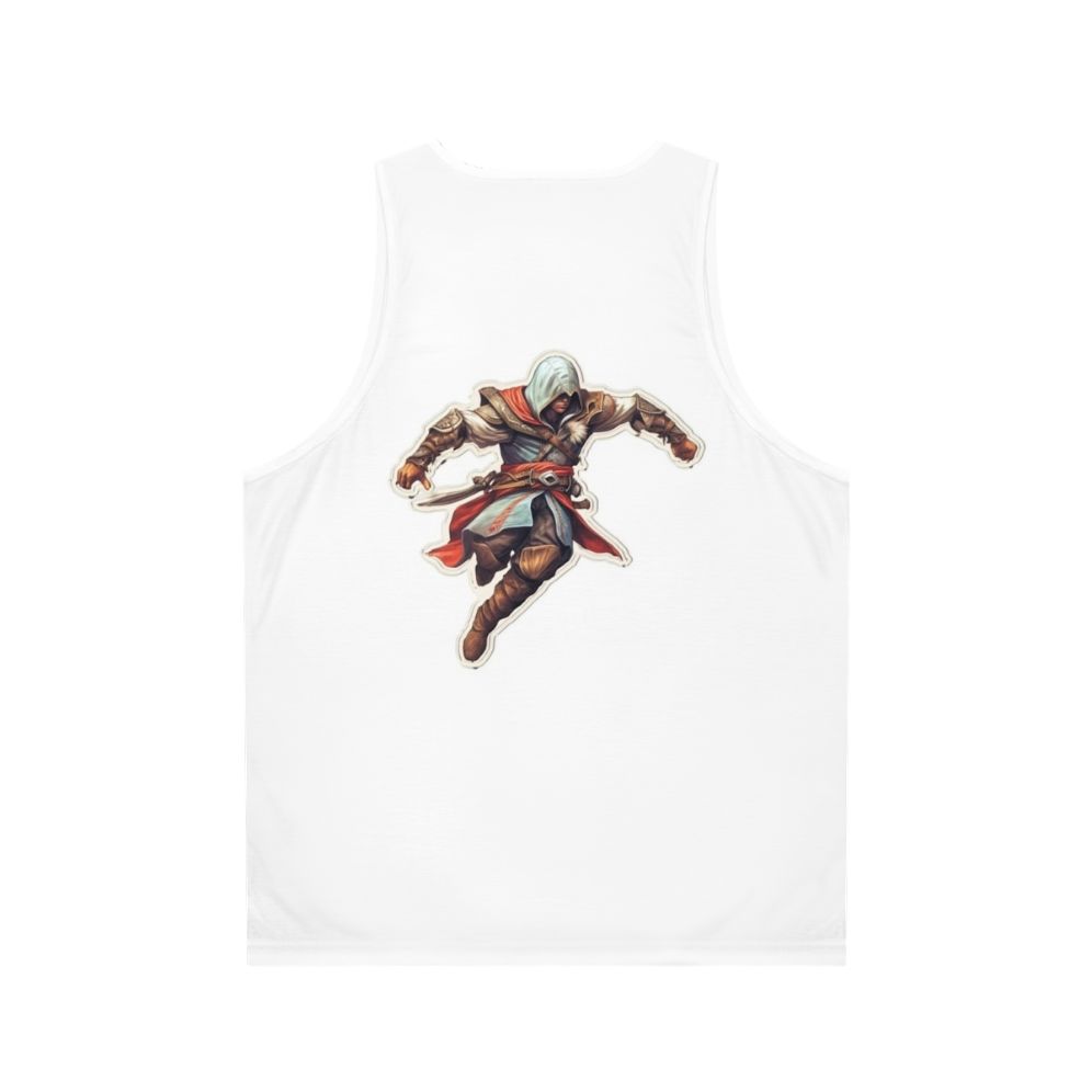 Assassin's Creed unisex tank top featuring iconic fan art design - Back