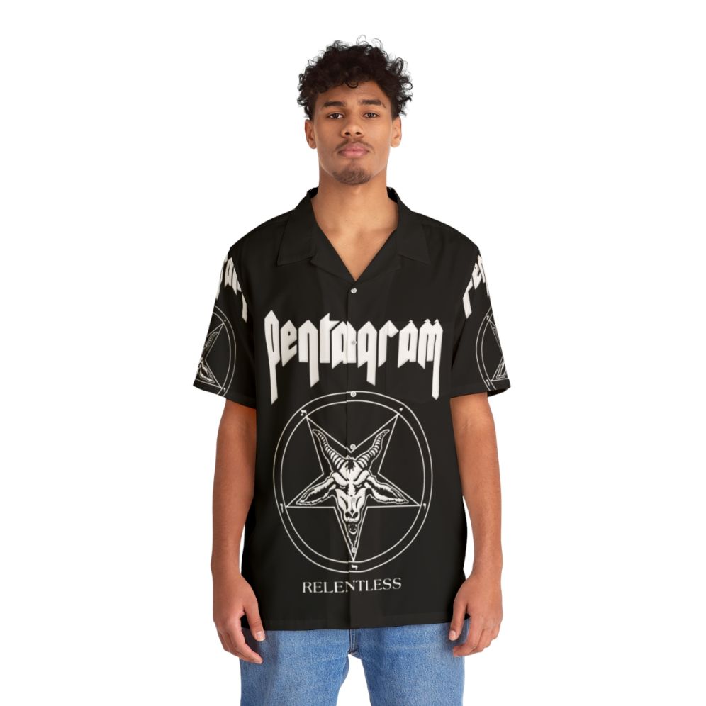 Pentagram Relentless Heavy Metal Hawaiian Shirt - People Front