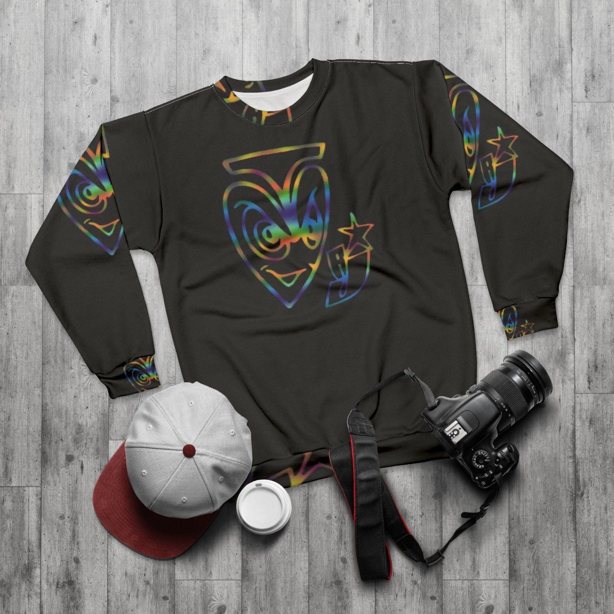 Basement Jaxx Inspired Graphic Sweatshirt - flat lay