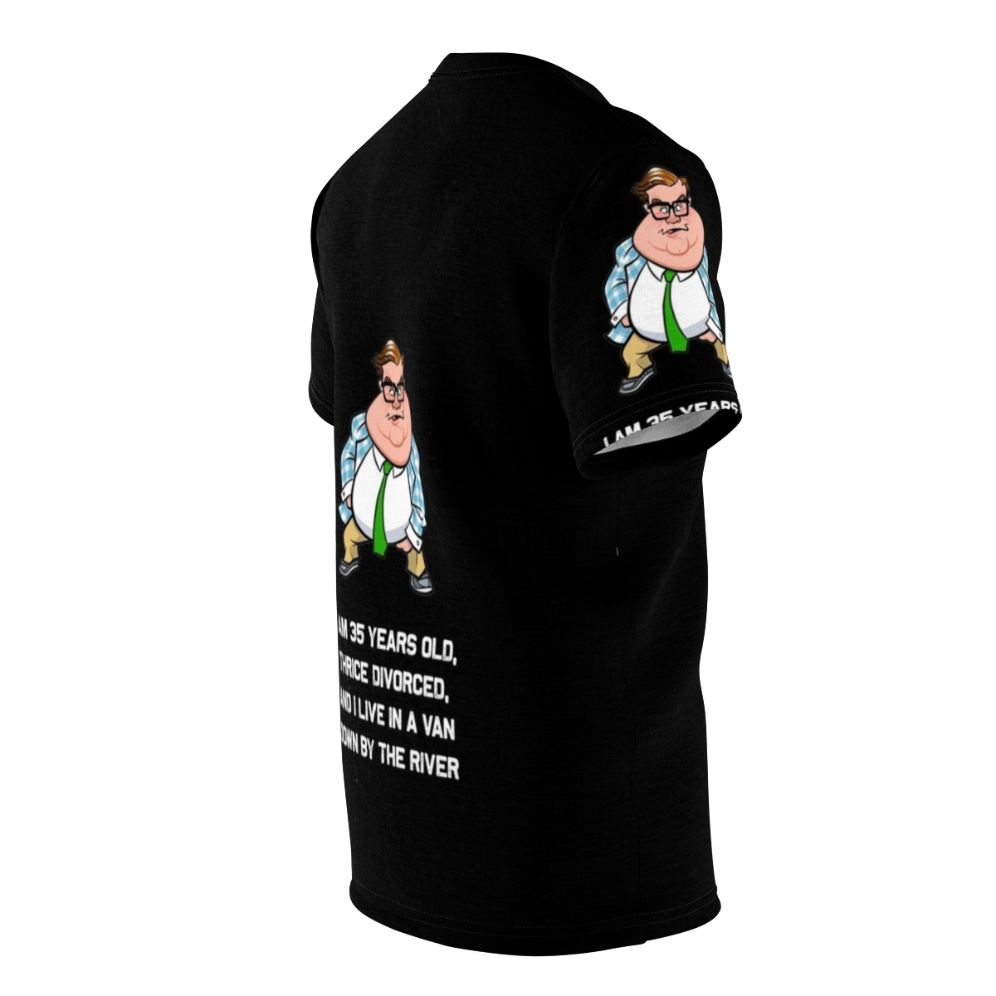 A t-shirt design featuring the iconic Chris Farley character Matt Foley from Saturday Night Live - men right