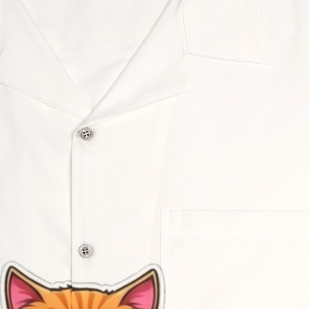 Funny Cat Weightlifting Workout Hawaiian Shirt - Detail