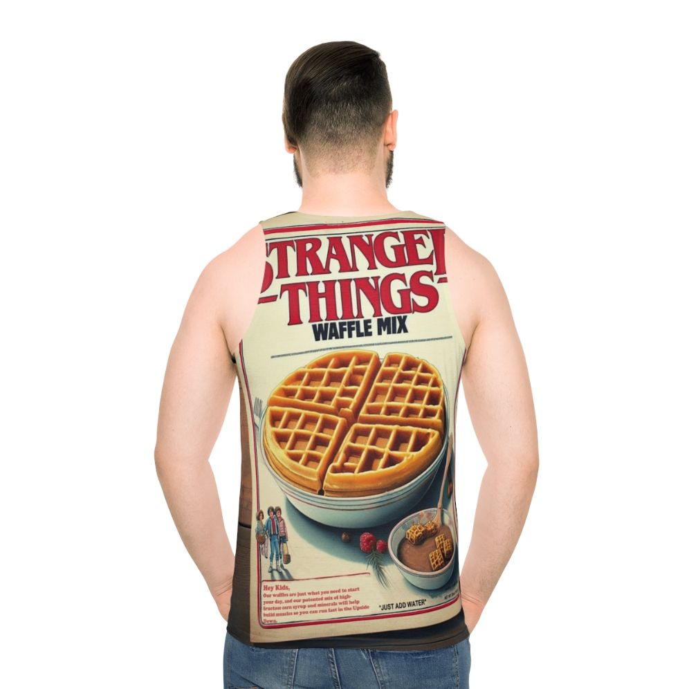 Waffle mix unisex tank top with stranger things design - men back