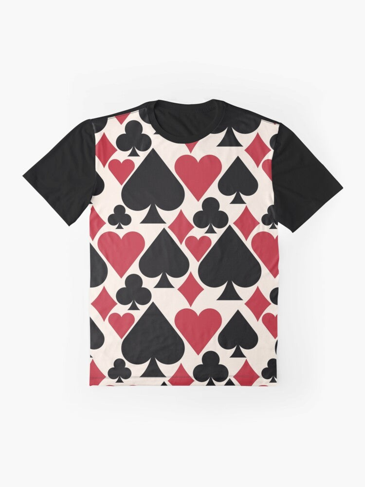 A graphic t-shirt featuring a deck of cards and the words "Casino Fun" for poker players. - Flat lay