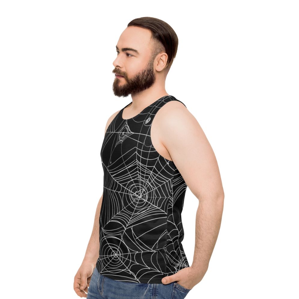 Spooky spider web unisex tank top - men side