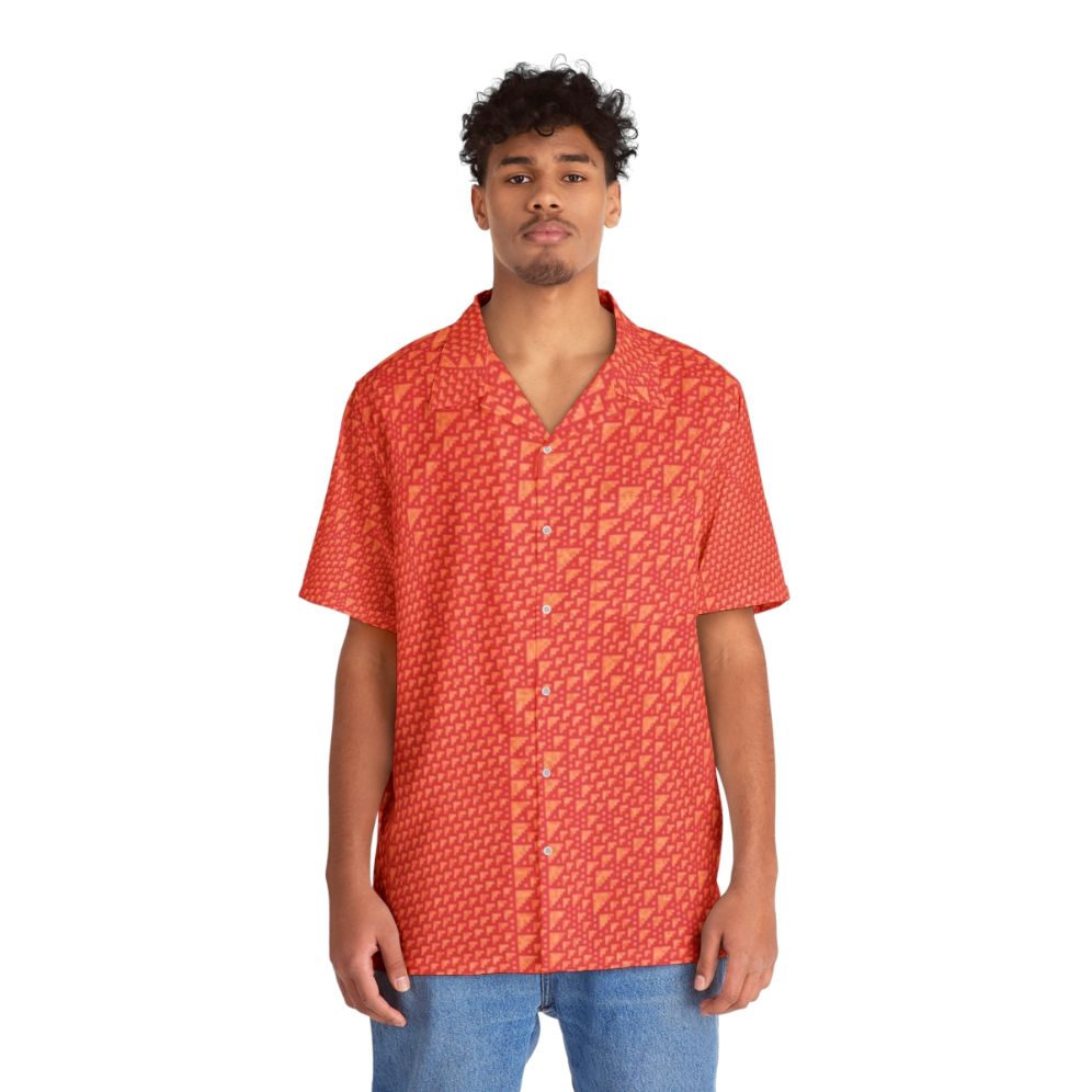 Rule 110 mathematical Hawaiian shirt with cellular automata design - People Front