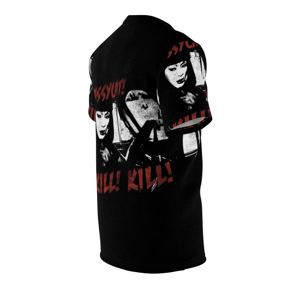 T-shirt featuring a graphic design inspired by the cult classic film and actress Tura Satana - men right