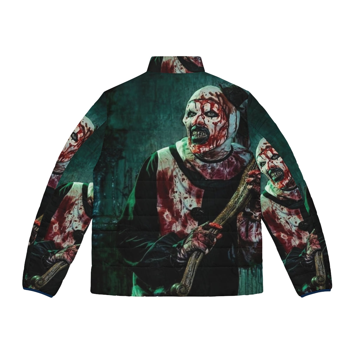 Terrifier 2 Art the Clown Puffer Jacket featuring the iconic horror movie villain - Back