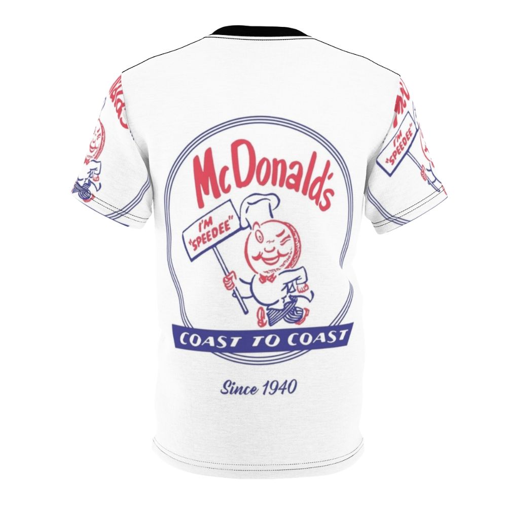 Vintage-style t-shirt featuring the classic McDonald's Speedee graphic, evoking the 1940s-1950s era of American fast food history. - Back