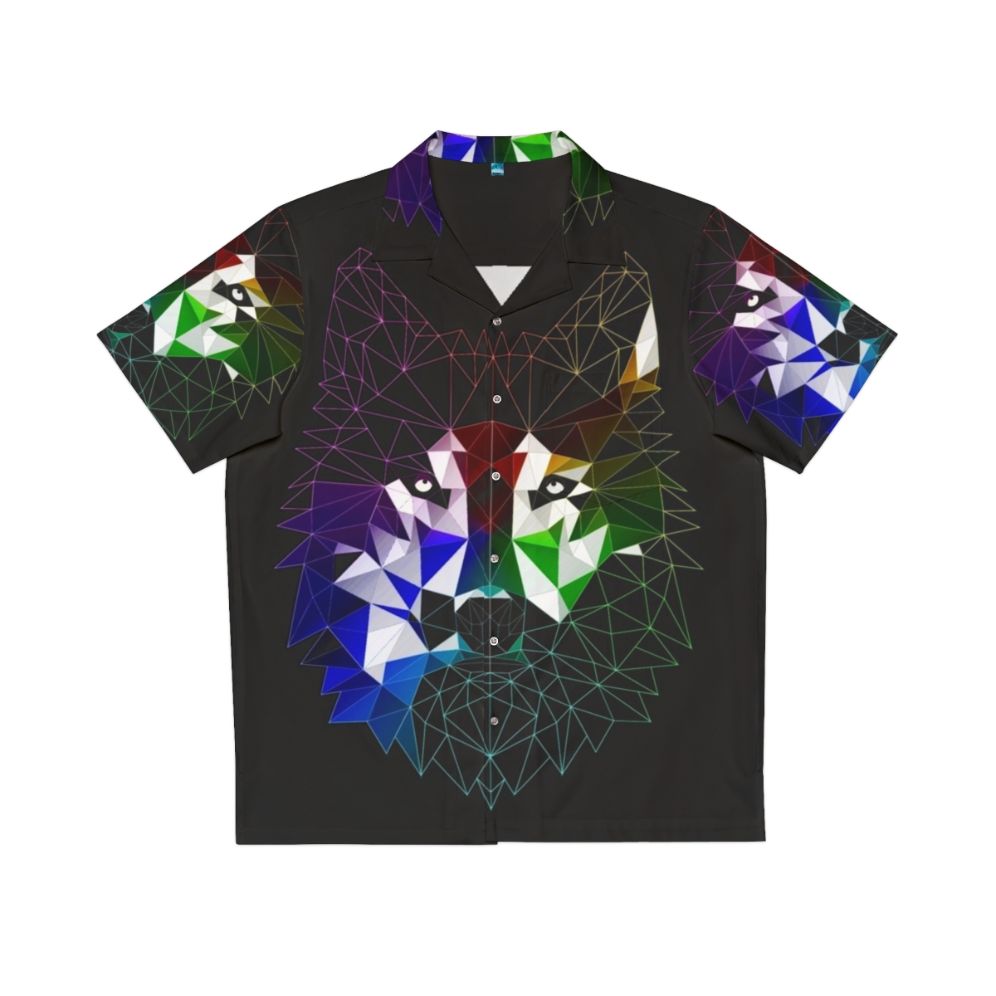 Geometric Wolf Hawaiian Shirt with Abstract Nature Inspired Pattern