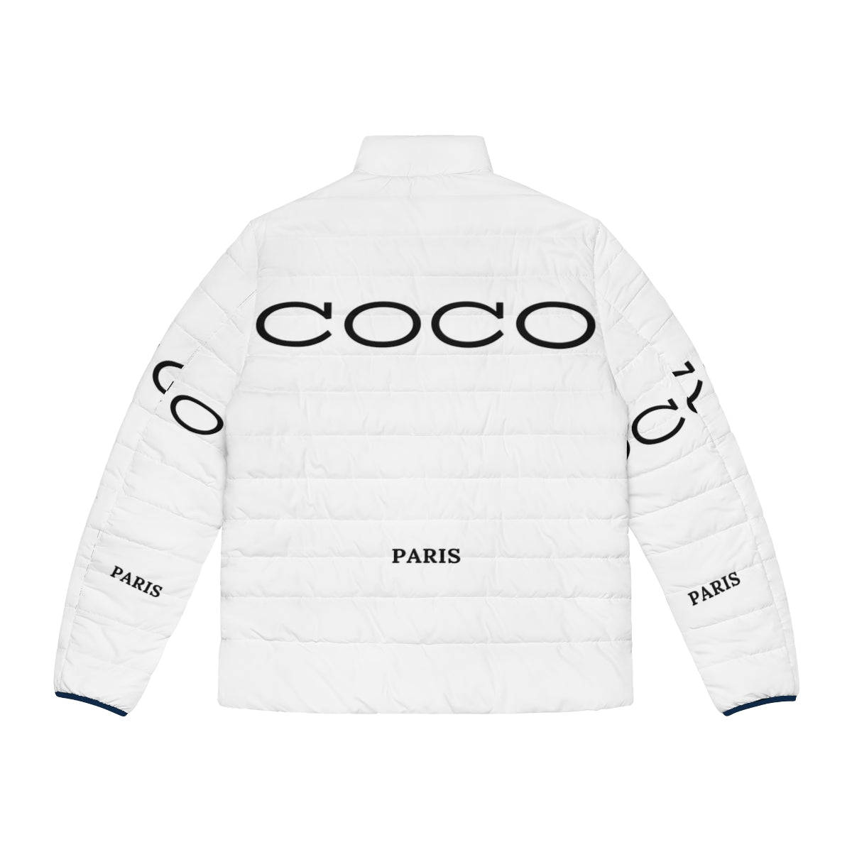 A woman wearing a Coco Paris puffer jacket, keeping warm and looking fashionable. - Back