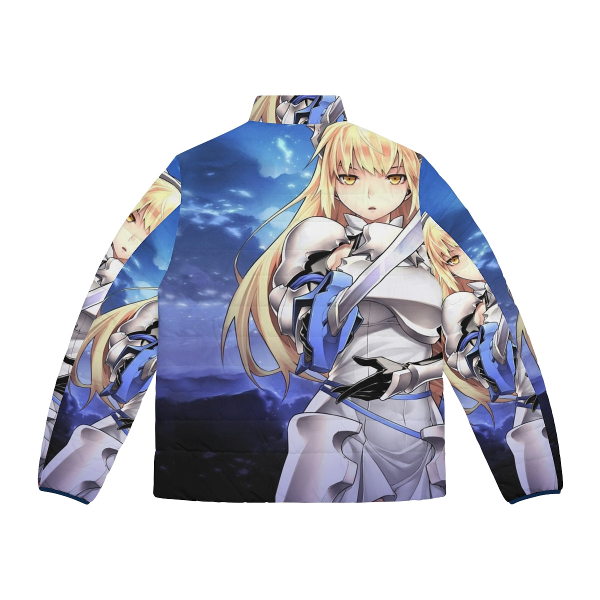 Ais Wallenstein Danmachi Anime Puffer Jacket with Bell Cranel and Loki Familia - Back