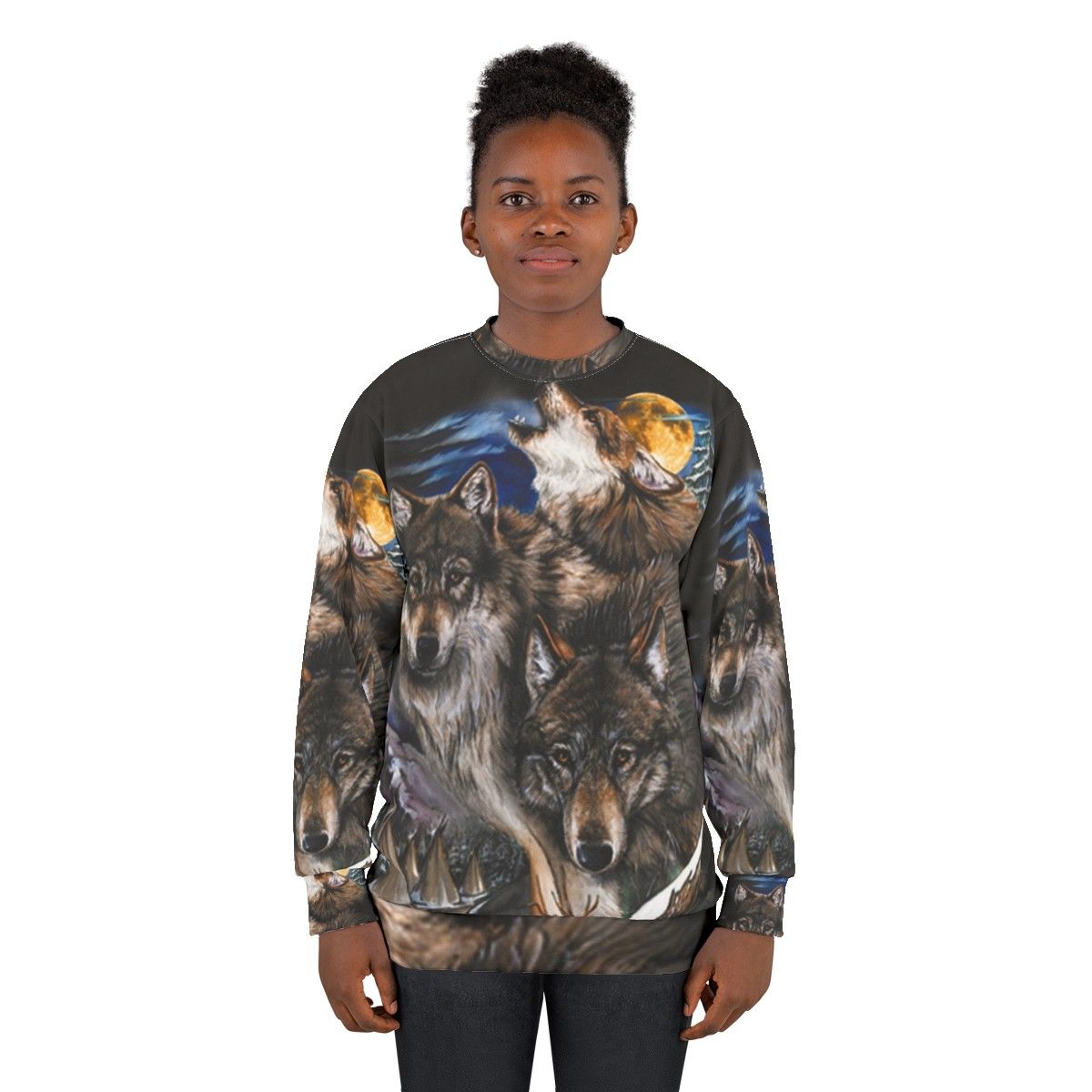 Howling Wolves In Full Moon Sweatshirt - women