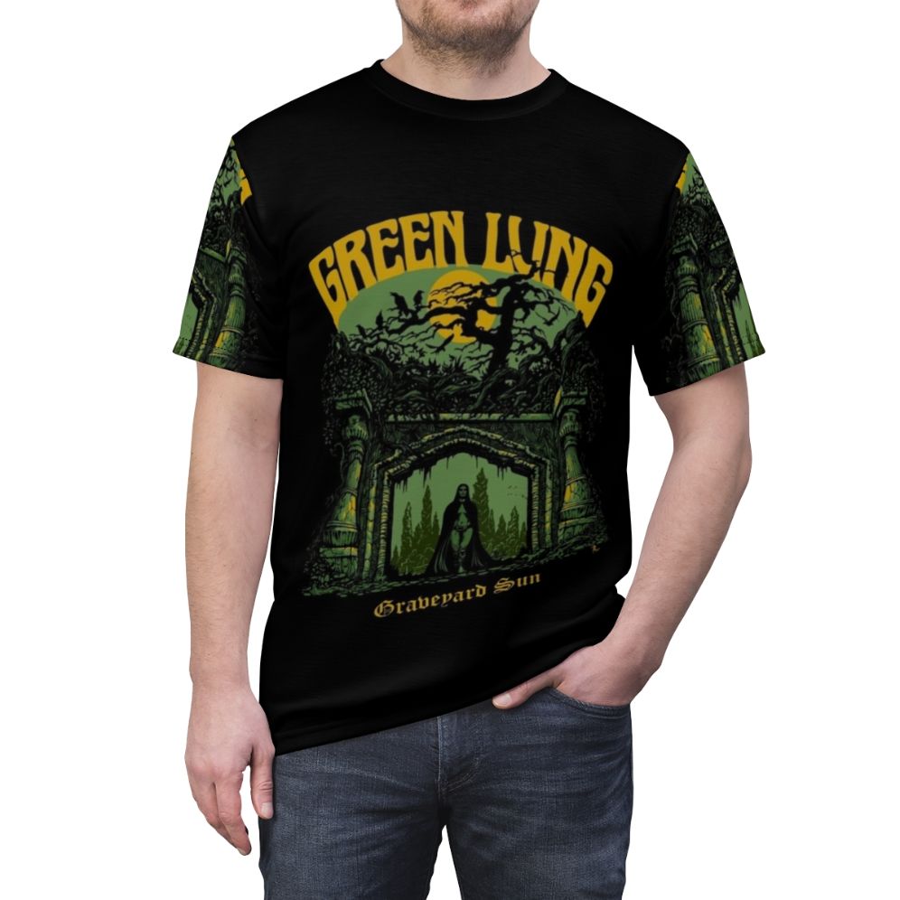 Green Lung Graveyard Sun Doom Metal T-shirt Design - men front