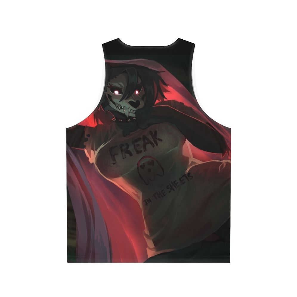 SCP-1471 Unisex Tank Top featuring a werewolf or skull dog design - Back