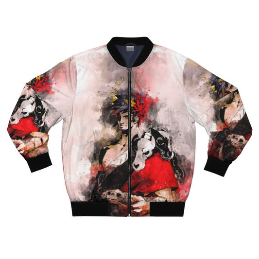 Zagreus Hades Watercolor Bomber Jacket - Fan Art Inspired by the Popular Roguelike Game Hades