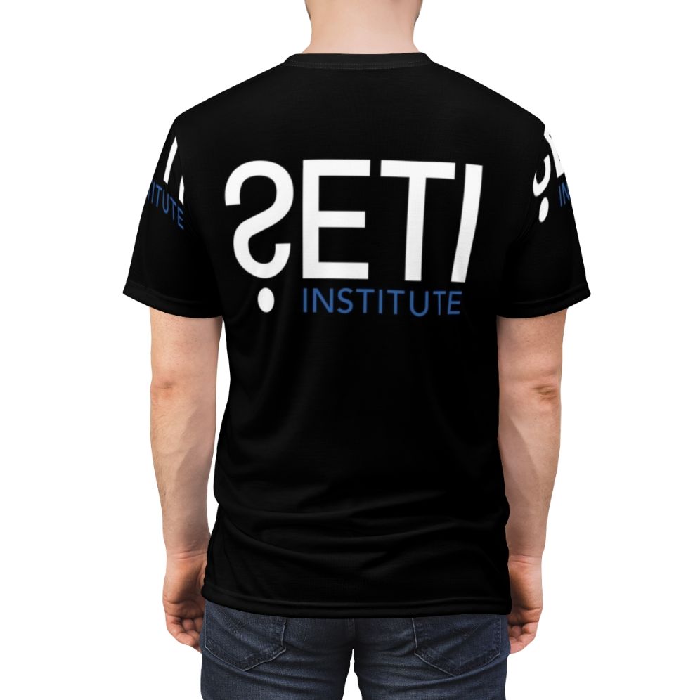 SETI Institute-inspired t-shirt featuring cosmic elements and space exploration - men back