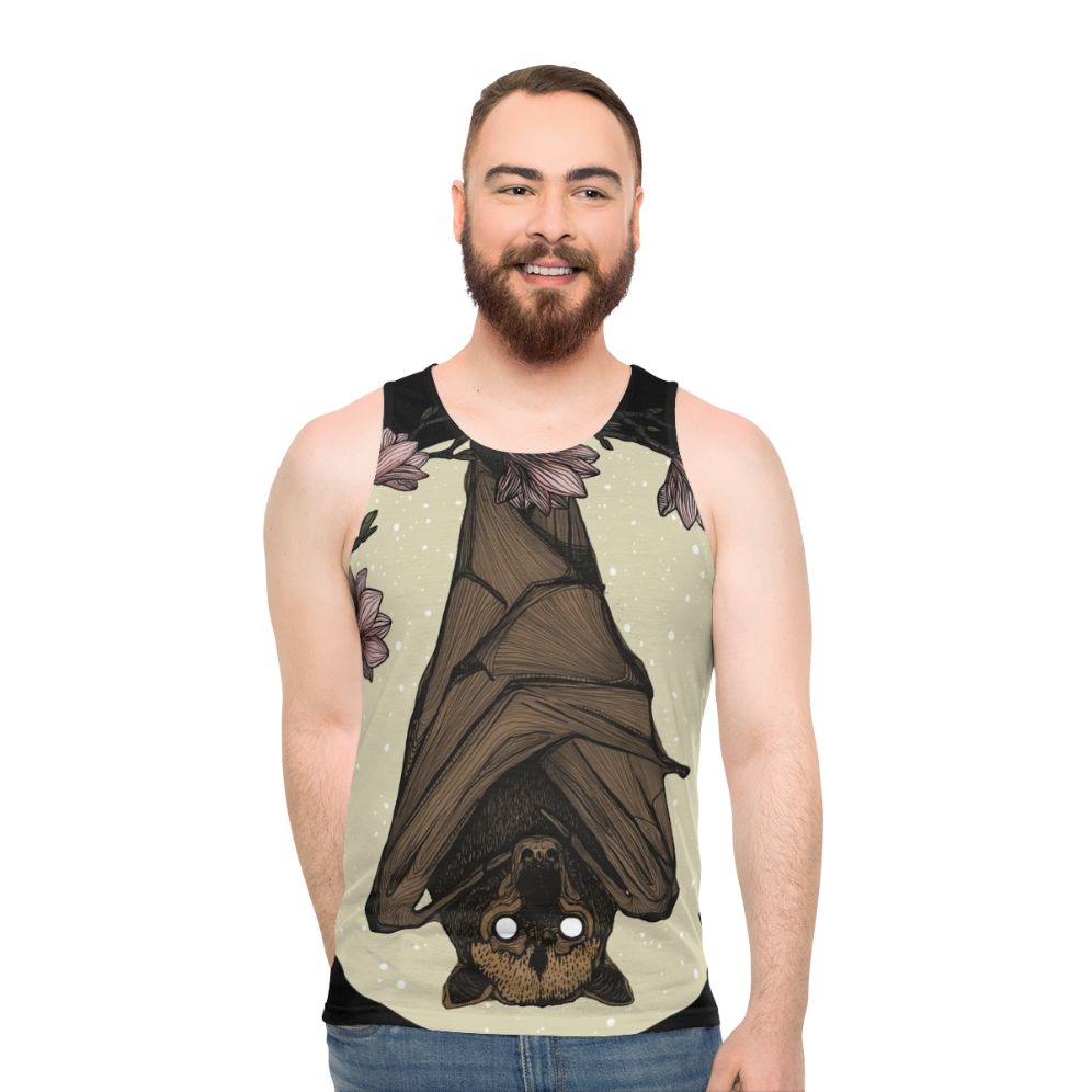 Spooky bat and flying fox graphic on unisex tank top - men